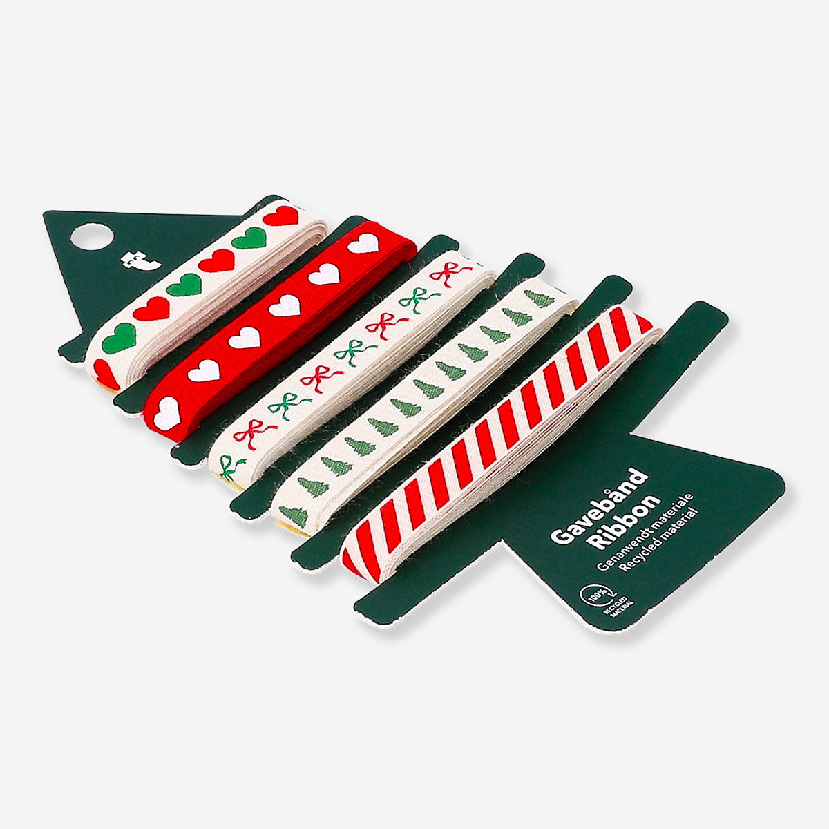 Set of five printed cotton ribbons for office crafts and gift wrapping, featuring colorful patterns from Flying Tiger Copenhagen.