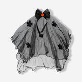 Adult party costume hairband with veil and floral accents, featuring a decorative headpiece for festive occasions.