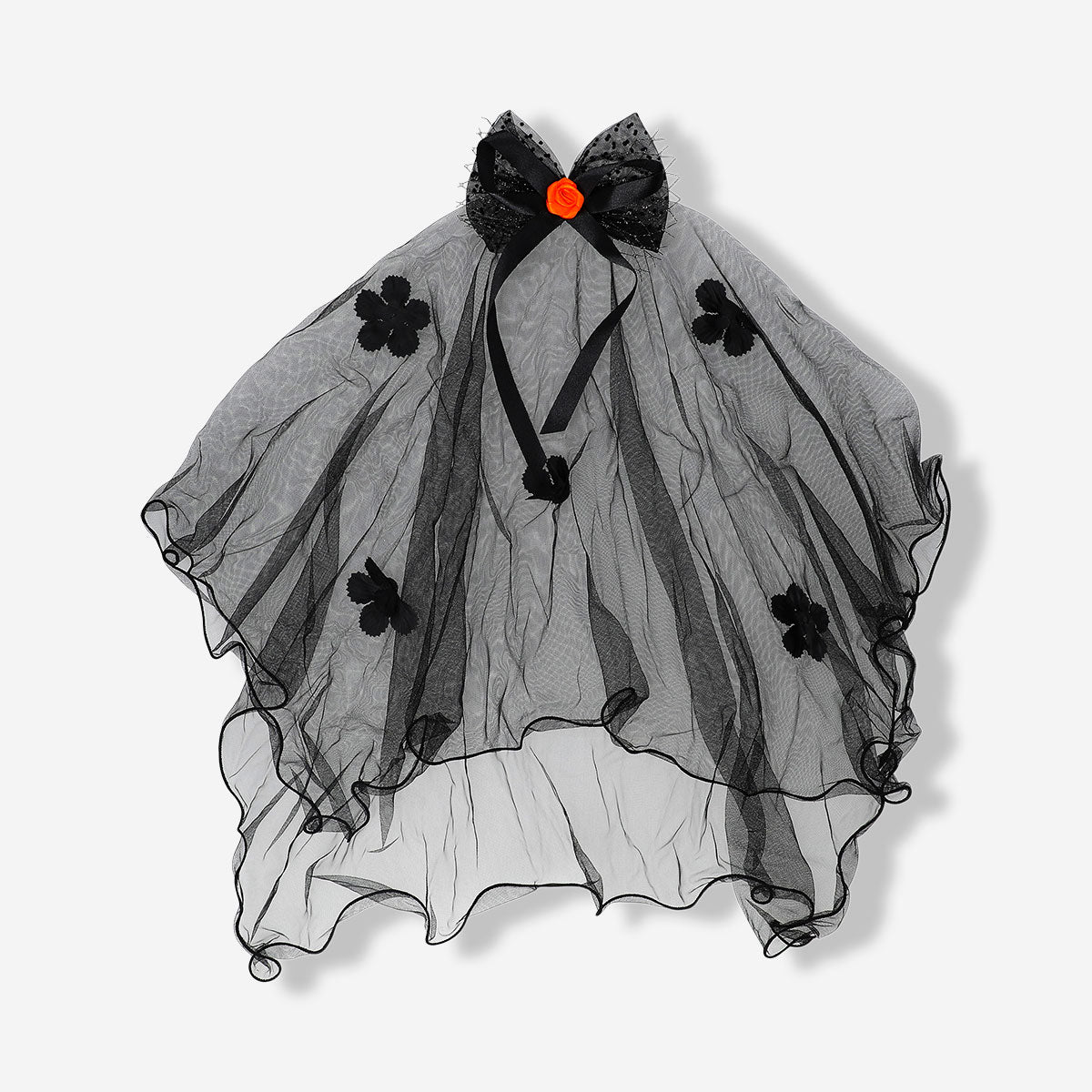 Adult party costume hairband with veil and floral accents, featuring a decorative headpiece for festive occasions.