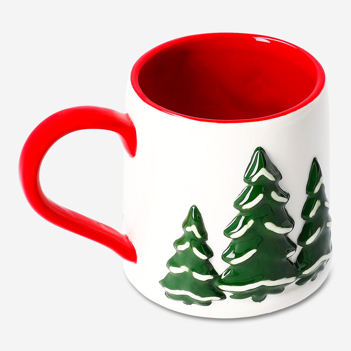 Flying Tiger Copenhagen Santa's house mug, 380 ml, ceramic kitchen mug with festive Santa house design on white background.