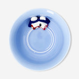 14 cm ceramic bowl with embossed ski village design from Flying Tiger Copenhagen, ideal for kitchen decor or serving.