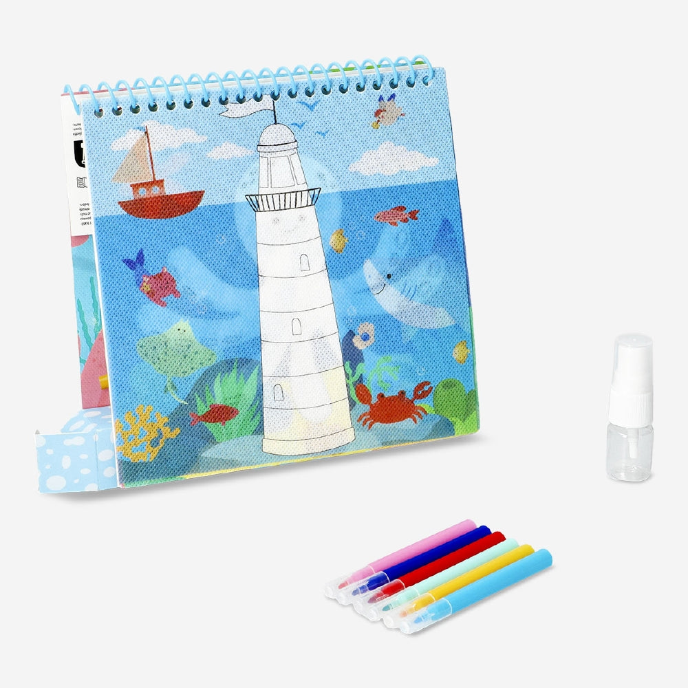 Colorful DIY fabric book for hobbies by Flying Tiger Copenhagen, featuring stitched pages and creative textile designs.