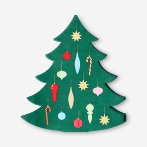 Set of 16 Christmas tree themed party napkins by Flying Tiger Copenhagen, festive paper napkins for holiday celebrations