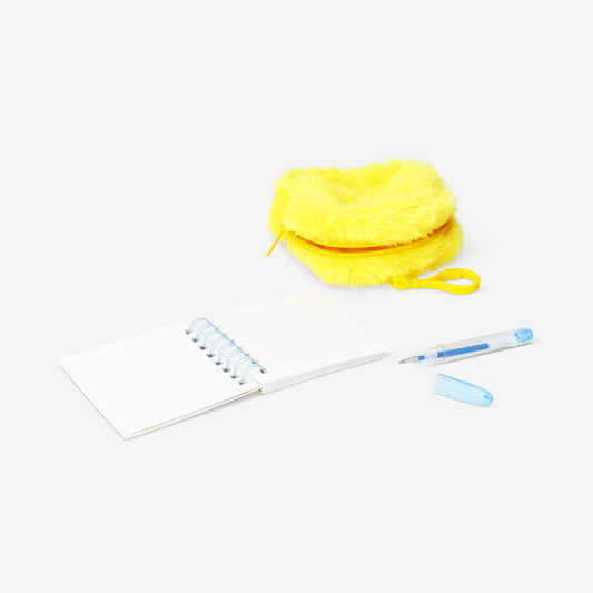 Yellow plush chicken stationery kit