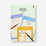 Flying Tiger Copenhagen game pad with Hangman, Dots and Boxes, and Tic Tac Toe for fun, portable game playing.