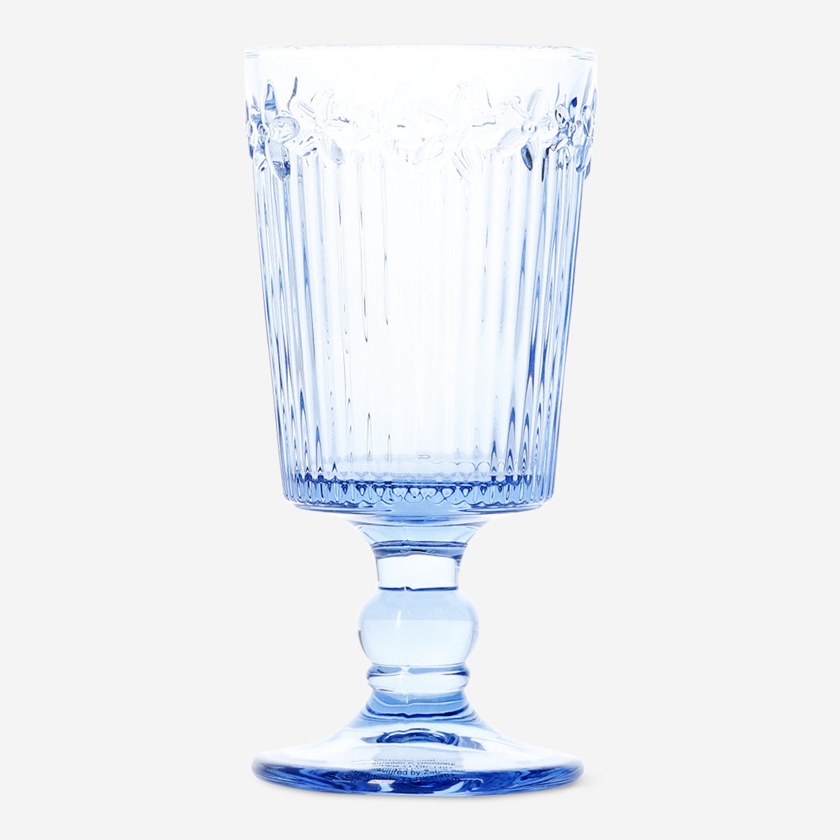 Blått vinglas med upphöjda blommor - 250 ml