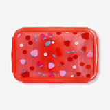Red Flying Tiger Copenhagen lunchbox with berry print, suitable for kitchen use, featuring a vibrant berry design on the lid.