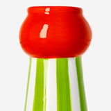 Ceramic vase with green stripes, 18 cm tall, designed for home decor by Flying Tiger Copenhagen.