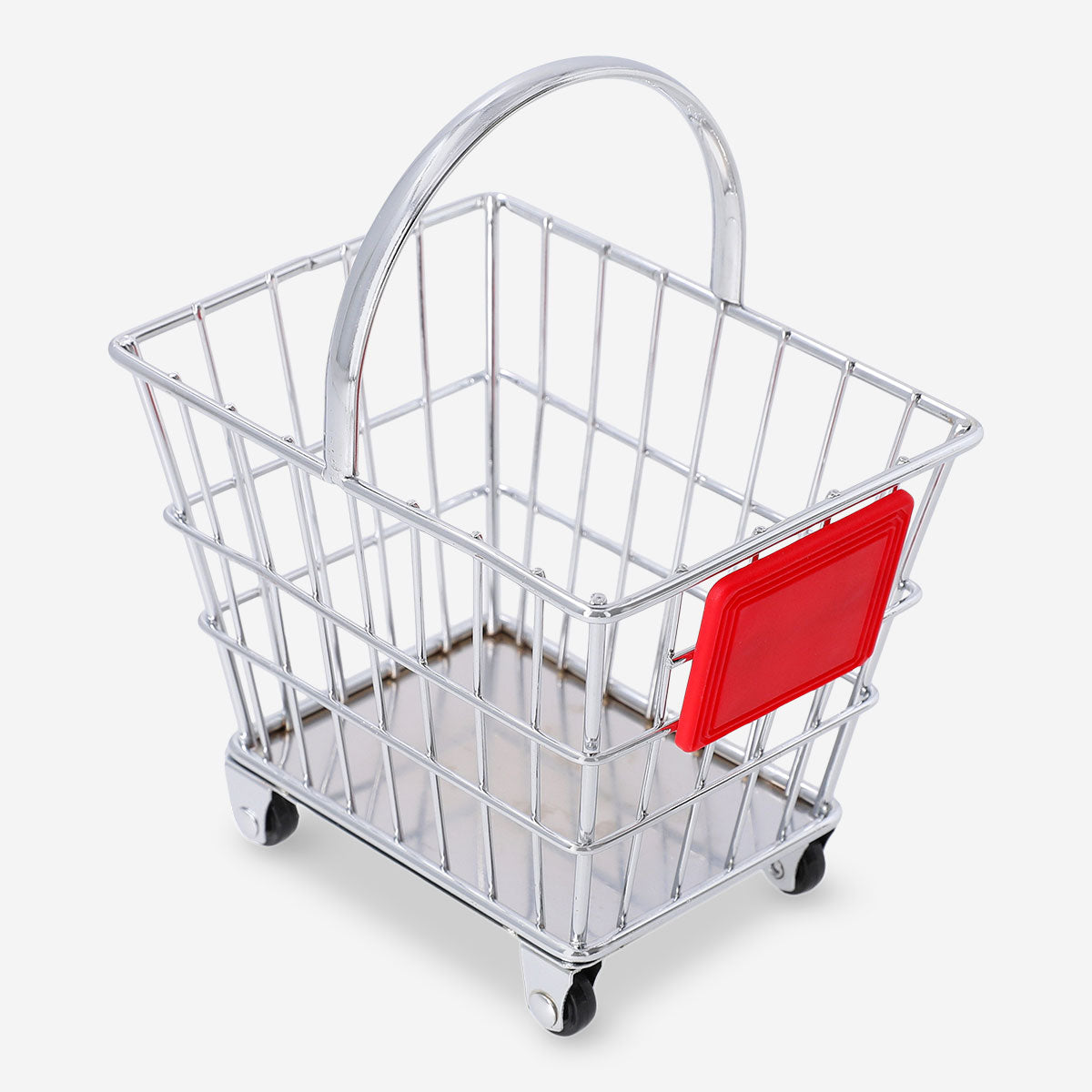 Mini shopping basket gadget from Flying Tiger Copenhagen, featuring a small wireframe design with a handle for carrying.