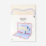 Flying Tiger Copenhagen birthday pop-up gift card featuring colorful, festive office-themed design with a 3D pop-up element.