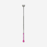 Pink telescopic back scratcher gadget from Flying Tiger Copenhagen, extended with textured handle for easy reaching and comfort.