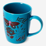 Blue gothic print ceramic mug with 340ml capacity, ideal for kitchen use, by Flying Tiger Copenhagen.