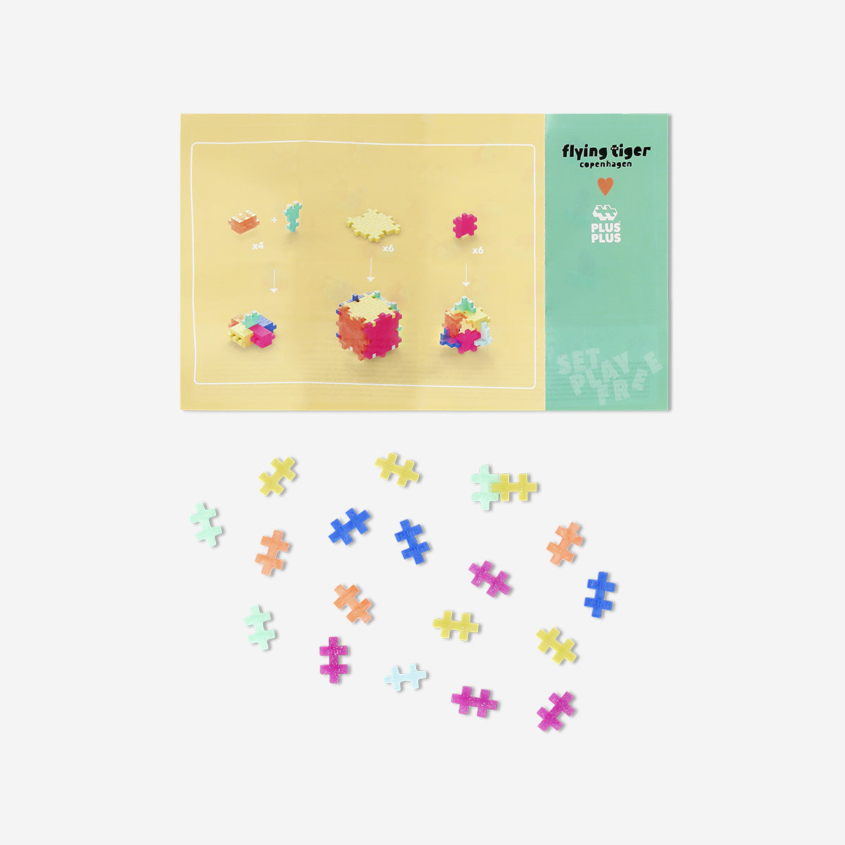 Plus Plus building mix toy set with 240 pieces from Flying Tiger Copenhagen, colorful interlocking plastic building blocks.