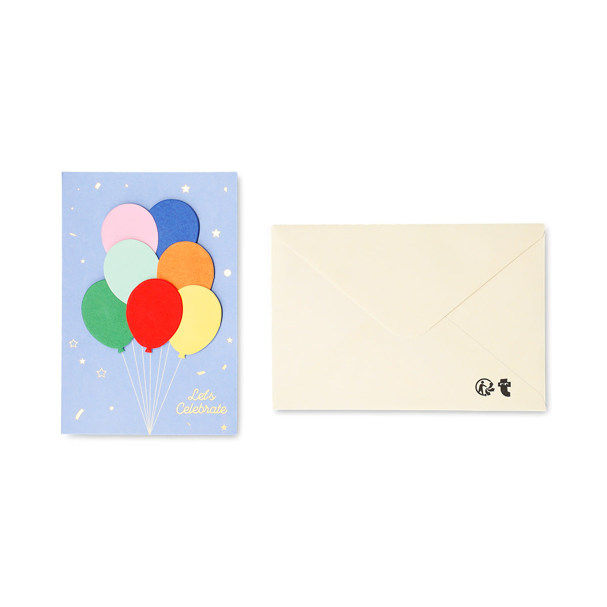 Office greeting card featuring colorful balloons design by Flying Tiger Copenhagen, suitable for celebrations and well wishes.