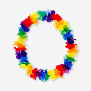 Colorful rainbow flower necklace by Flying Tiger Copenhagen, perfect for party accessories, featuring vibrant floral design.