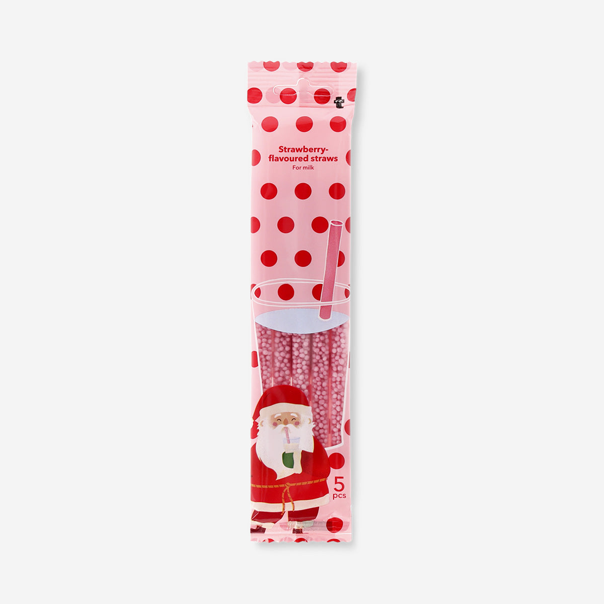 Strawberry-flavored drinking straws by Flying Tiger Copenhagen, colorful food accessories for beverages.