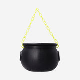Flying Tiger Copenhagen witch's cauldron trick or treat basket for Halloween party, featuring a spooky black cauldron design.