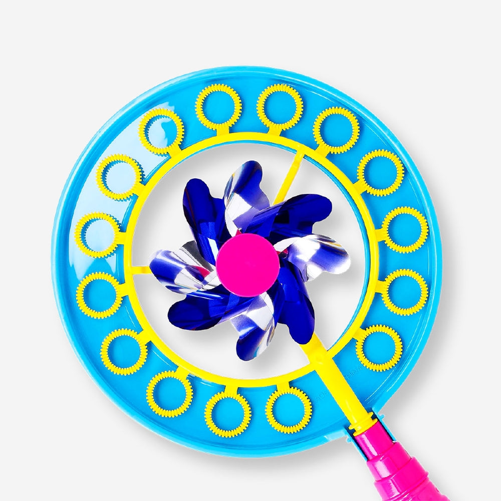 Flying Tiger Copenhagen soap bubble wand with a colorful fan and pinwheel design, ideal for outdoor play and bubble blowing.