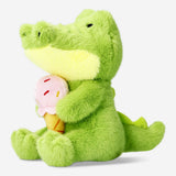 Flying Tiger Copenhagen plush crocodile toy holding an ice cream cone, soft and colorful for children.