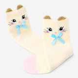 Comfy cat-themed textile socks in size 37/38 from Flying Tiger Copenhagen, featuring colorful cat illustrations on soft fabric.