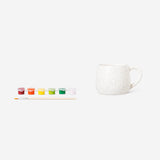 DIY ceramic mug with debossed fruit design, 330 ml, Hobby brand, featuring a colorful fruit pattern on a white ceramic mug.