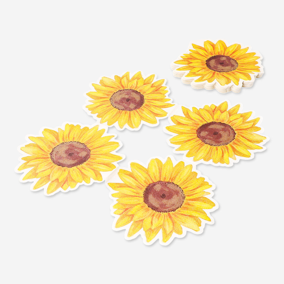 Set of 16 sunflower-themed party napkins by Flying Tiger Copenhagen, featuring bright yellow sunflower designs.