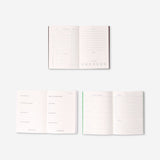 Set of three English A6 office planners by Flying Tiger Copenhagen with colorful covers and organized pages.