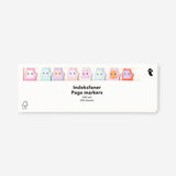 Set of small cat-shaped page markers for office use, featuring colorful feline designs by Flying Tiger Copenhagen.