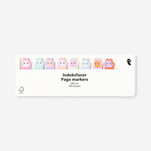 Set of small cat-shaped page markers for office use, featuring colorful feline designs by Flying Tiger Copenhagen.