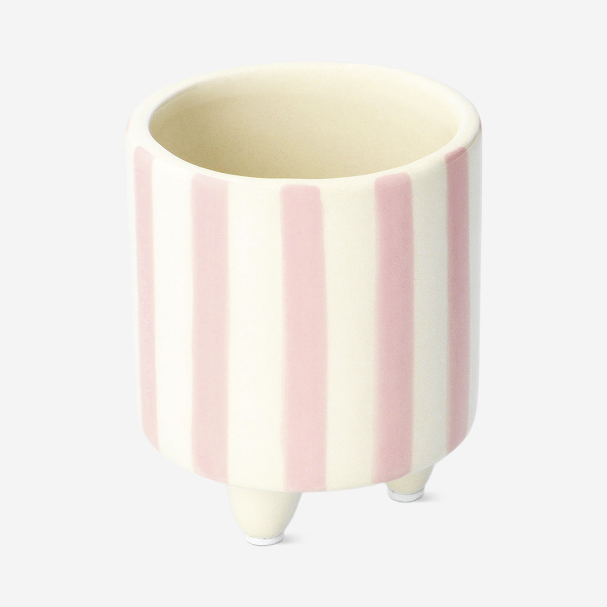Flowerpot with pink stripes - 9 cm