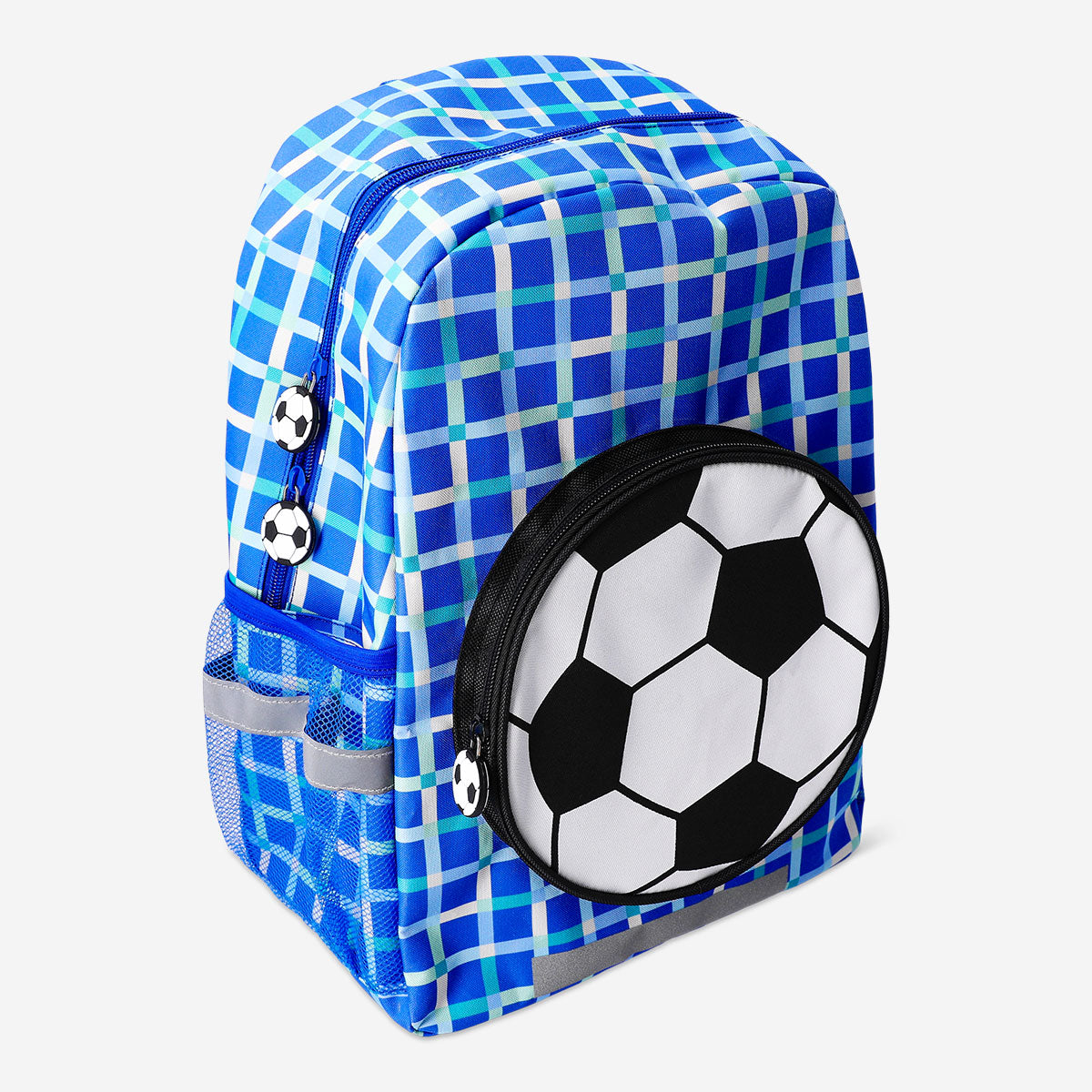 Flying Tiger Copenhagen office backpack with football design, featuring a spacious main compartment and adjustable straps.