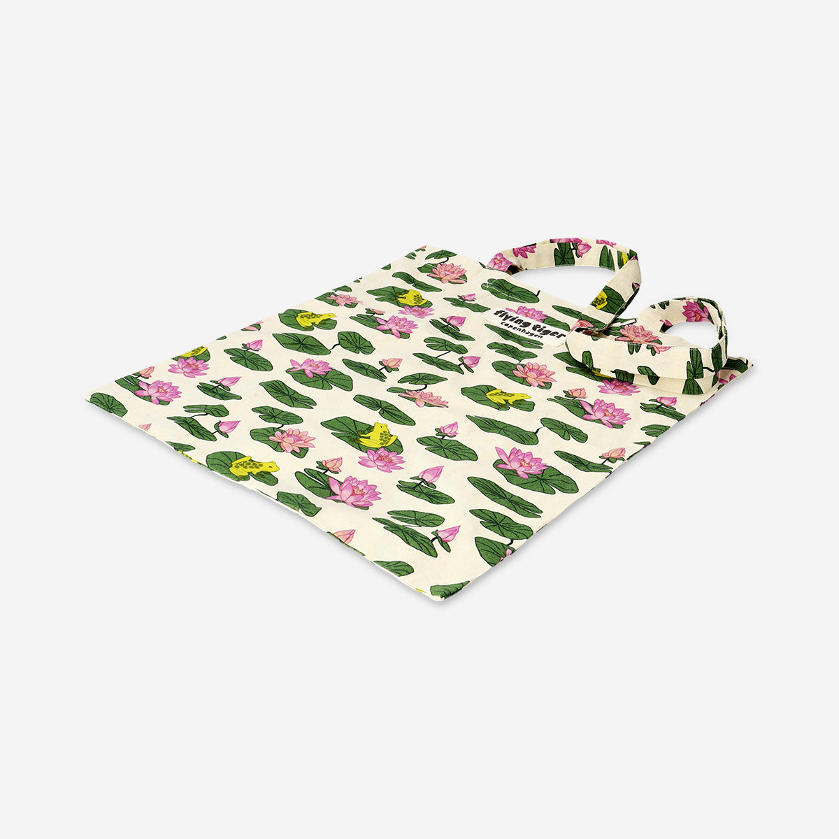 tiger lily copenhagen Tote Bag Frogs and Lily Pads – Stylish Cotton Everyday Carry Bag – Flying Tiger Copenhagen