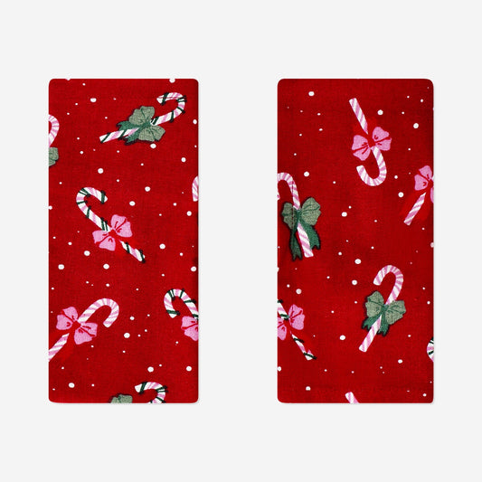 Fabric napkins with candy canes - 2 pcs