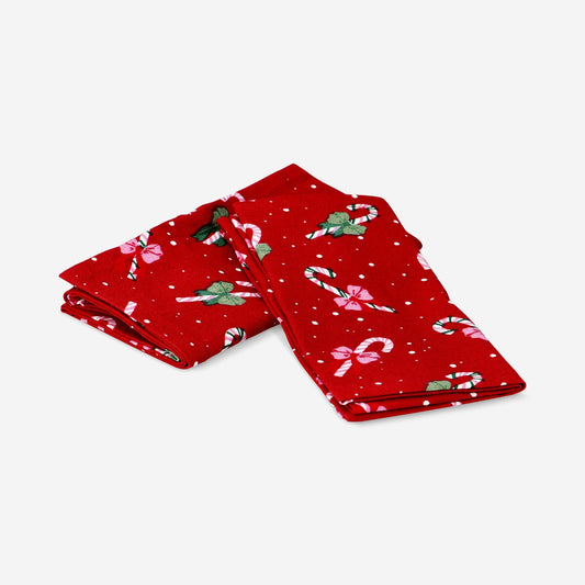 Fabric napkins with candy canes - 2 pcs