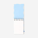 Blue chequered spiral bound notepad