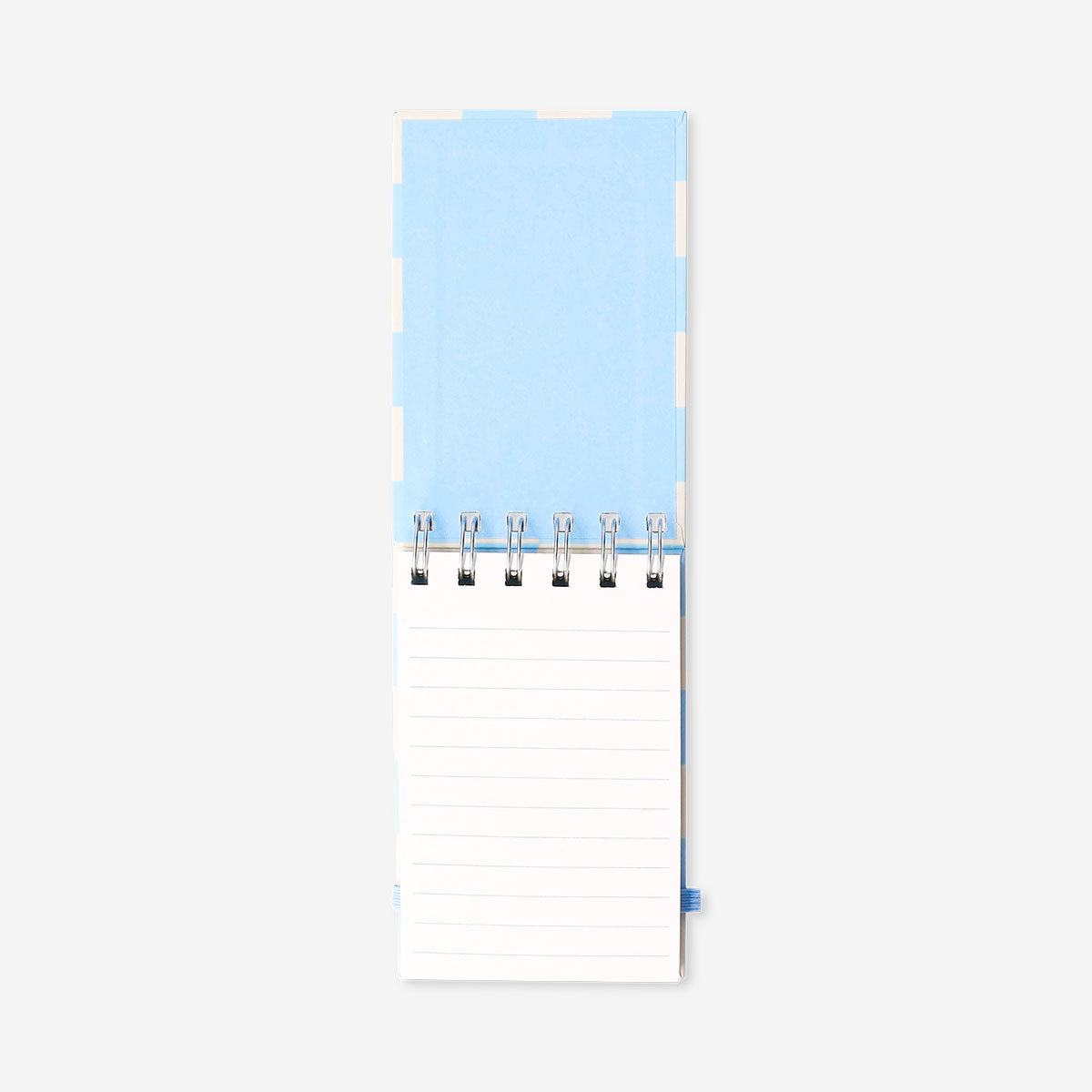 Blue chequered spiral bound notepad