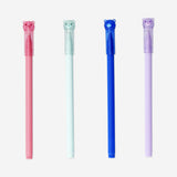 Glitter gel pens with bear topper - 4 pcs