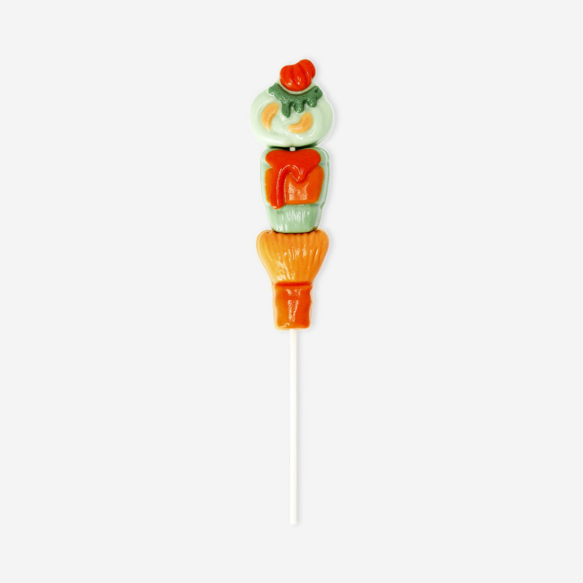 Colorful matcha gummy kebob with assorted gummy candies on a skewer, presented as a fun, edible snack from Flying Tiger Copenhagen.