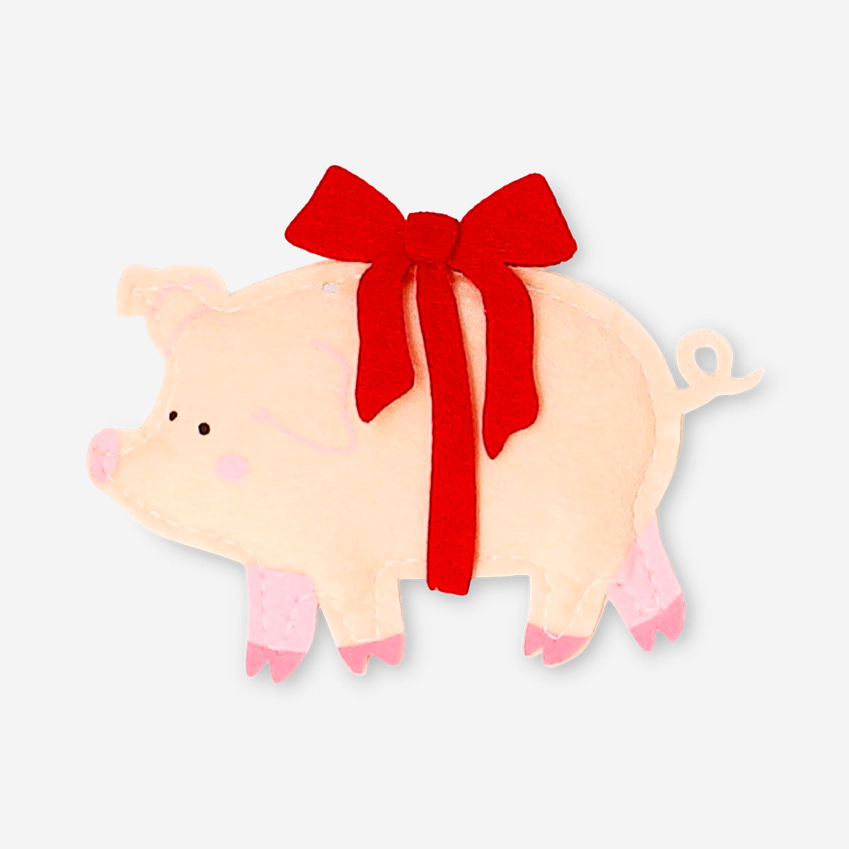 Felt hanging ornament featuring a pig with ribbon, decorative home decor item by Flying Tiger Copenhagen