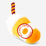 Flying Tiger Copenhagen Pumpkin Spice Latte pet toy, soft leisure chew toy with pumpkin spice latte design for cats or small pets.