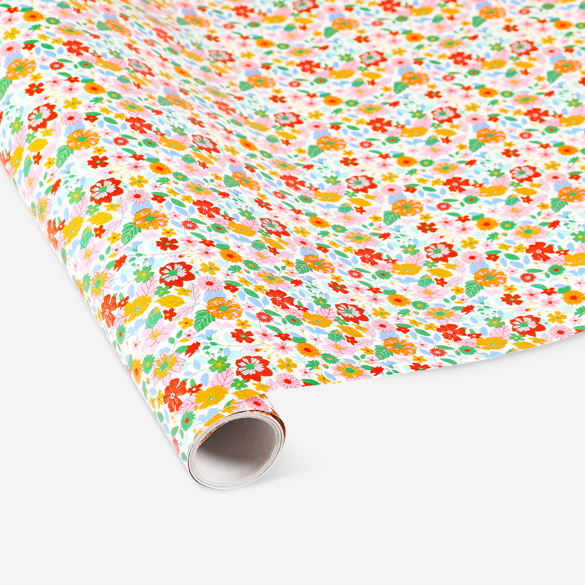 Colorful flower-themed 400 cm office wrapping paper by Flying Tiger Copenhagen, featuring vibrant floral designs.
