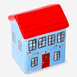 Decorative blue house with string lights, 7cm, Flying Tiger Copenhagen home decor for festive or cozy displays.