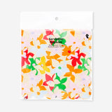Set of 16 floral and scalloped edge party napkins by Flying Tiger Copenhagen with colorful floral patterns.