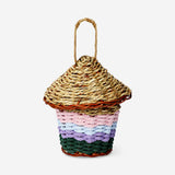 Colourful straw birdhouse - 17 cm