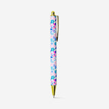 Flying Tiger Copenhagen floral ballpoint pen for office use, featuring colorful floral patterns and a sleek design.
