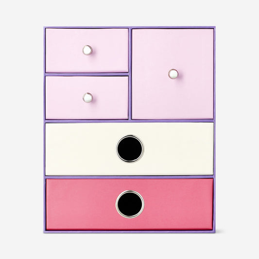 Purple desk tidy with drawers