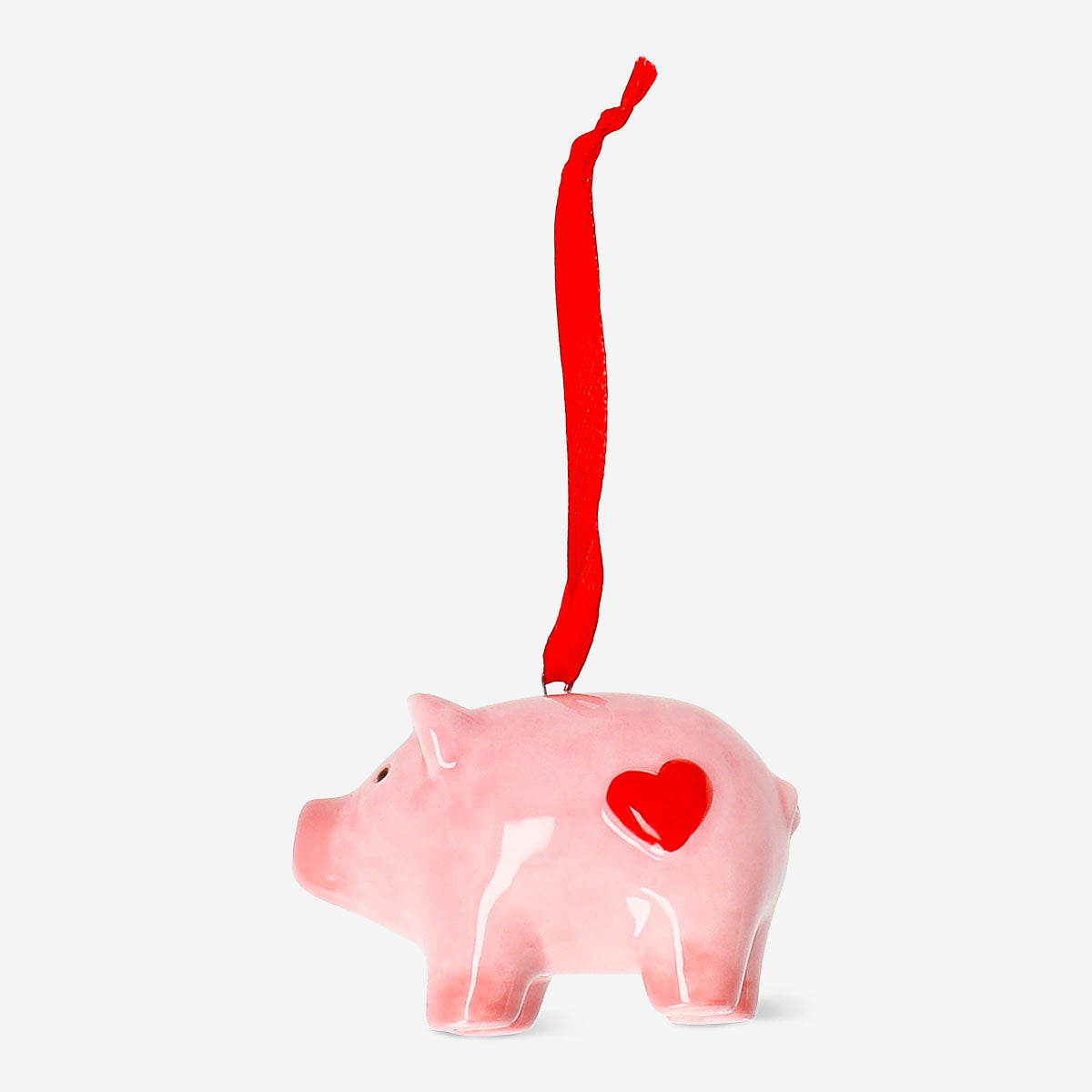 Pink ceramic pig hanging ornament for home decor featuring a cute pig design by Flying Tiger Copenhagen