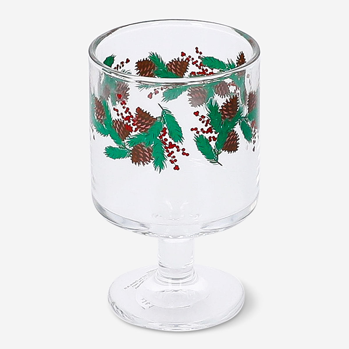 Clear 230ml wine glass with Christmas print from Flying Tiger Copenhagen, featuring festive holiday design.