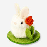 Decorative white felt Easter bunny