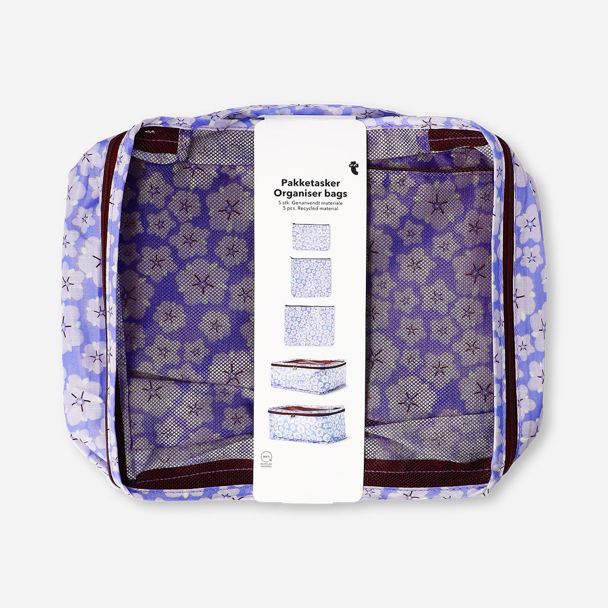 Lila geblümte Organizer-Taschen - 5 Stk.
